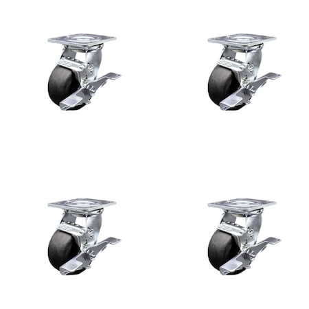Service Caster Tool Box Caster Wheel Set 4'' Glass Filled Nylon Swivel Casters, 4PK TOOL-SCC-30CS420-GFNR-TLB-4